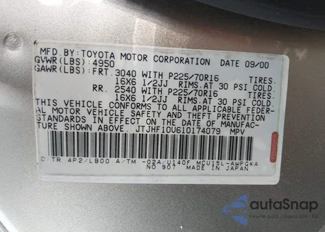 2001 Lexus Rx 300 z USA, uszkodzony, nr VIN JTJHF10U610174079